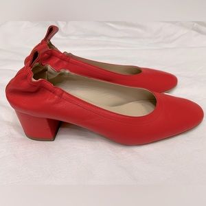 Everlane Italian Leather Day Heel in red block heel pumps US Women’s 8.5 COPY